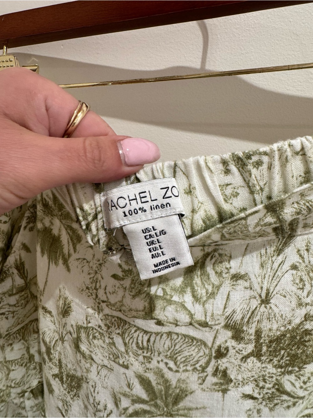 Rachel Zoe Olive Green and White Botanical Tiered Midi Skirt Chinoiserie Toile - Picture 4 of 5